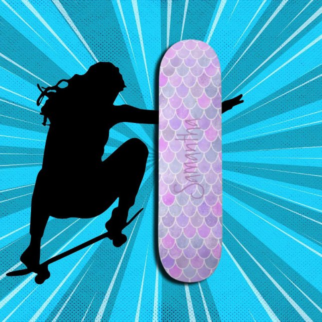 Skateboard Glitter Girly Mermaid Chic roxo (Girl Power, Original and best online Zazzle skateboard shop- Urban Warrior)