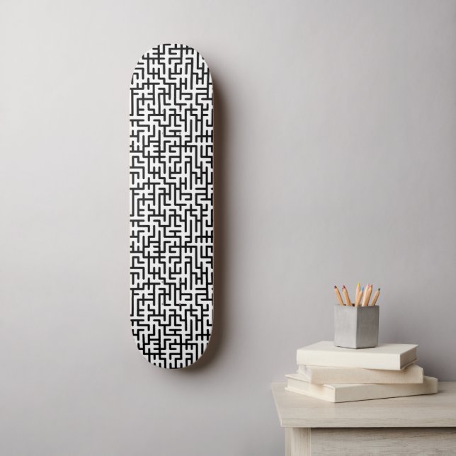 Skateboard Gráfico de Labirinto Preto e Branco (Arte de parede)