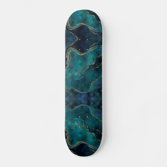 Skateboard - Mármore Azul e Teto Com Veia Dourada (Frente)