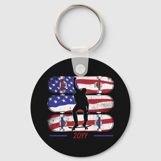 Skateboard Men - USA American Flag Chaveiro (Frente)