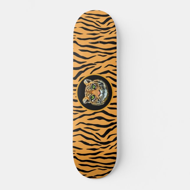 Skateboard Moderno com Padrão de Tigre Selvagem (Frente)