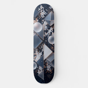 Skateboard Mosaico Geométrico - Triângulo Prateado