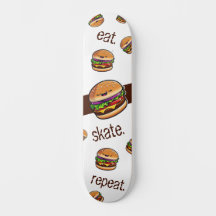 Skateboard motif burger kawaii "eat skate repeat"