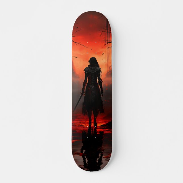 Skateboard Mujer Guerrera Al Atardecer (Frente)
