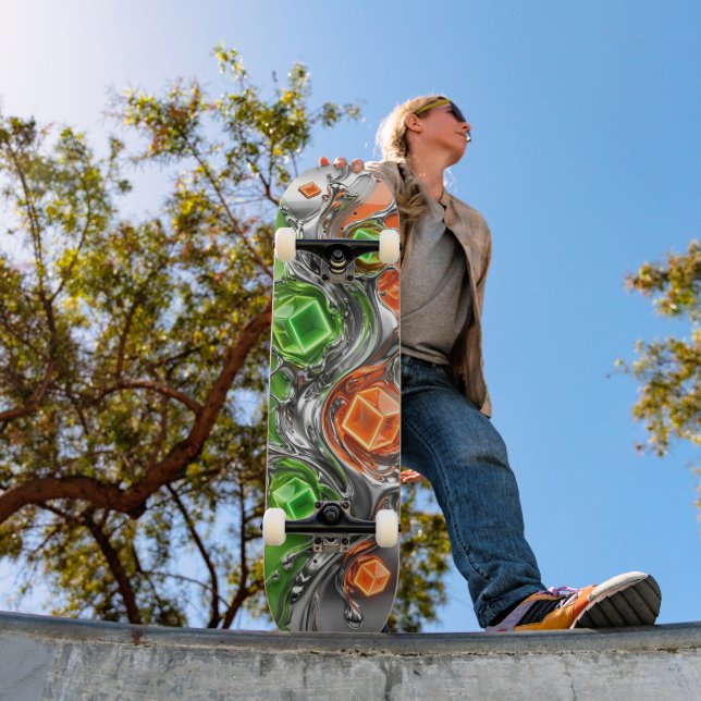 Skateboard - Neon Cromo Respingo Líquido Deck (Ao ar livre 1)