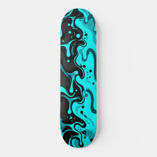 Skateboard Neon Cyan Drip – Preto & Limo Turquesa