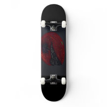 Skateboard Noite Iluminada pela Lua de Sangue