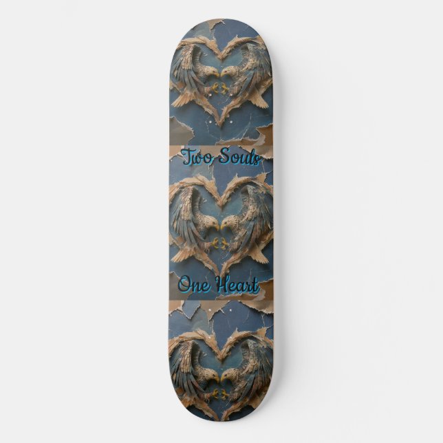 Skateboard Paper Cut Eagle Two Souls One Heart (Frente)