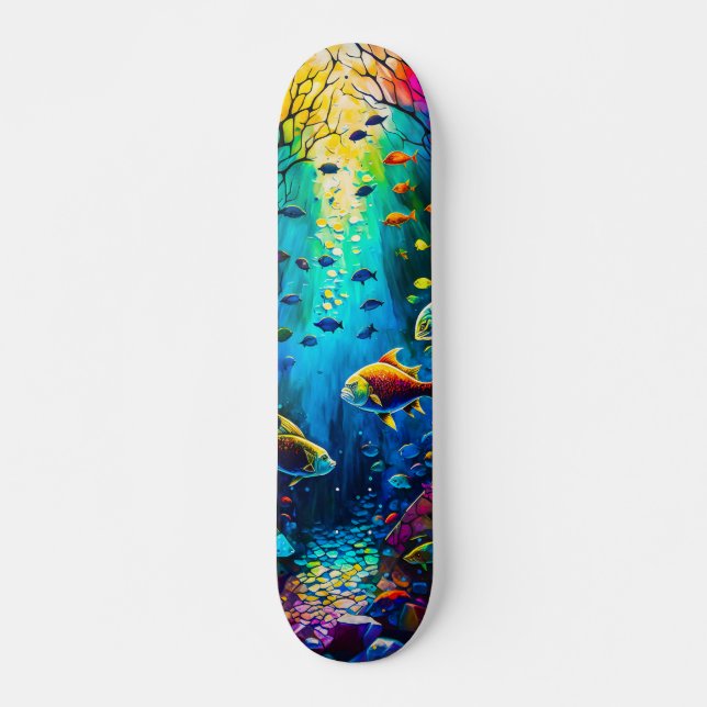 Skateboard Peces en el mundo submarino (Frente)