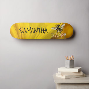Skateboard Personalizada Abelha Amarela Feliz