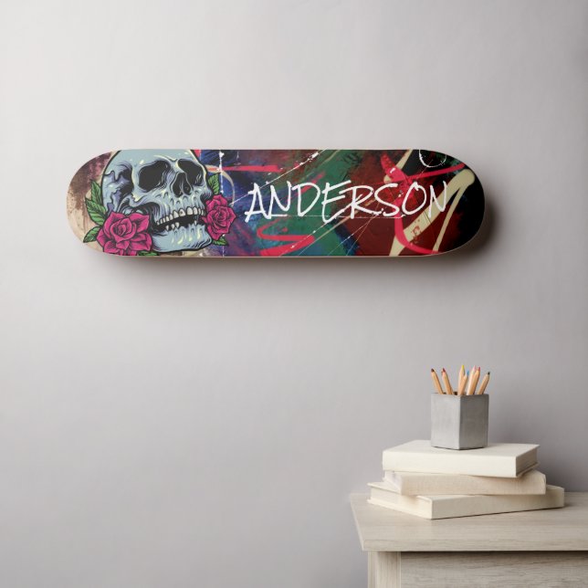 Skateboard Personalizada Blue Skull (Arte de parede (Horz))