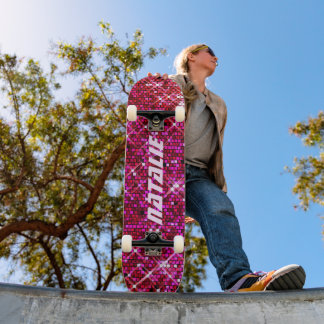 Skateboard Personalizada de Bola de Disco Rosa