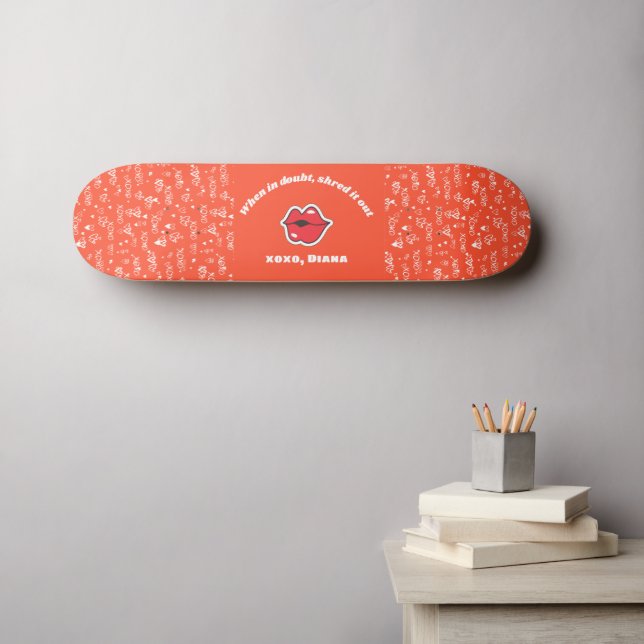 Skateboard personalizado do Red Love (Arte de parede (Horz))