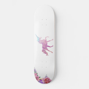 Skateboard Personalizado do Unicorn com flores de 