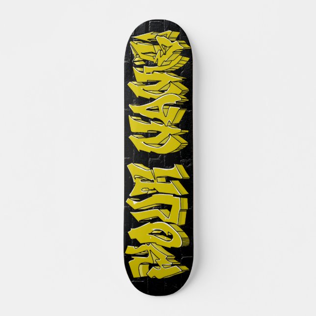 SKATEBOARD PERSONALIZADO DOURADO WILDSTYLE DO graf (Frente)