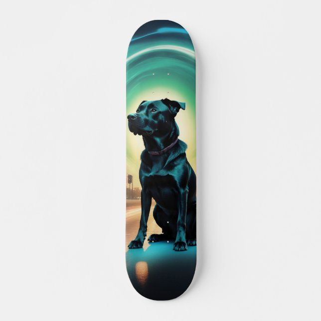 Skateboard Poderoso perro negro guardián (Frente)