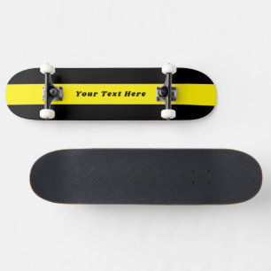 Skateboard Preto Amarelo Intenso com Texto Persona