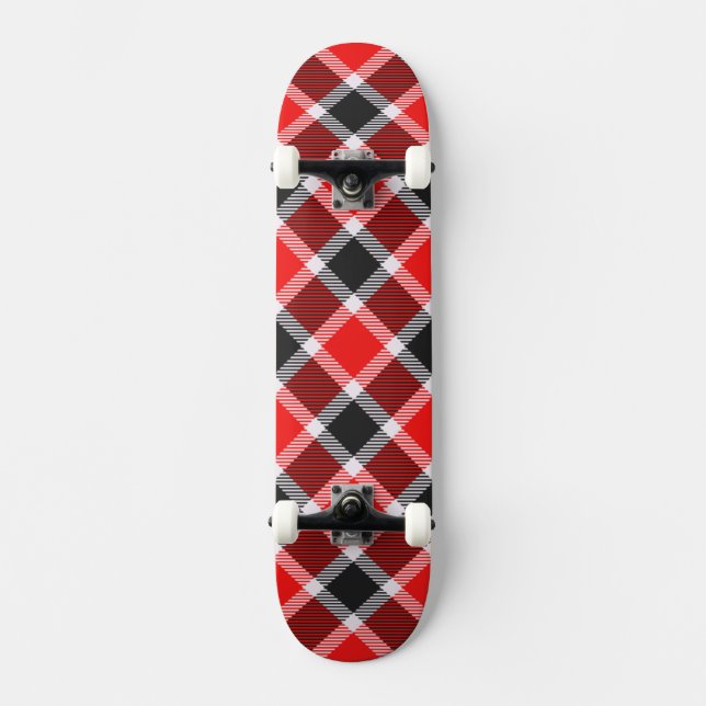 Skateboard Red And Black Tartan (Frente)