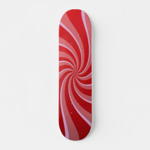 Skateboard Red Retro Swirls
