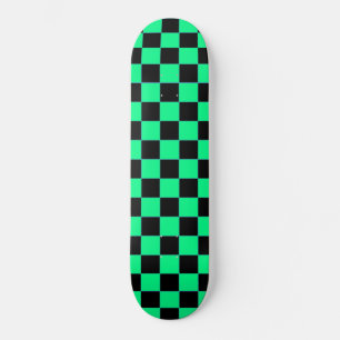 Skateboard Retro Aqua e Xadrez Preto