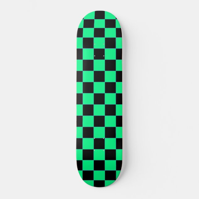 Skateboard Retro Aqua e Xadrez Preto (Frente)