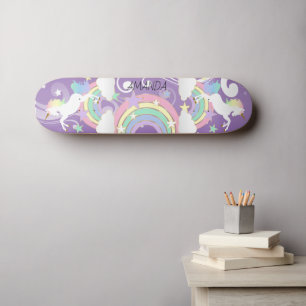 Skateboard Roxo Rainbow Unicorn
