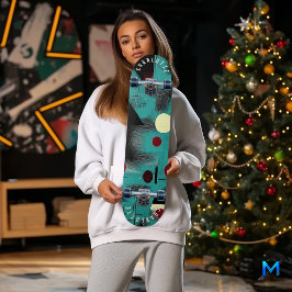 Skateboard Teal e Red Minimalist