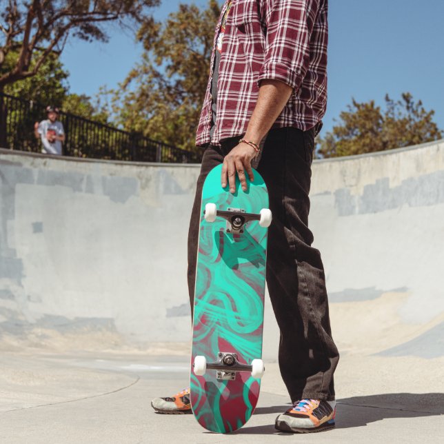 Skateboard Teal e Vermelho (Ao ar livre 2)
