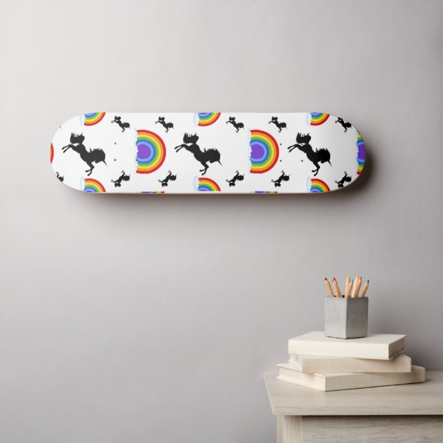 Skateboard Unicorns e Rainbows (Arte de parede (Horz))