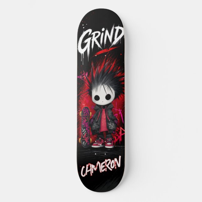 Skateboard Urbano Graffiti Emo Anime Personalizado (Frente)