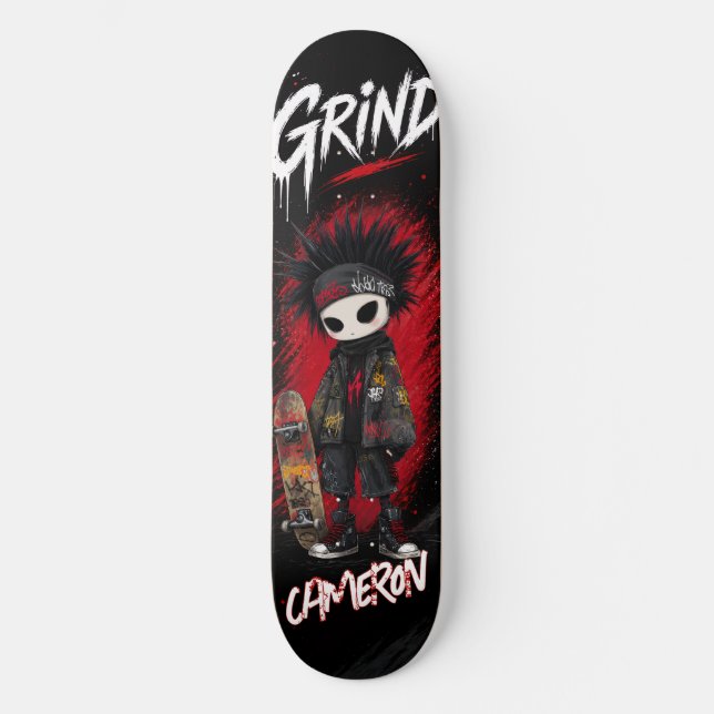 Skateboard Urbano Graffiti Emo Anime Personalizado (Frente)