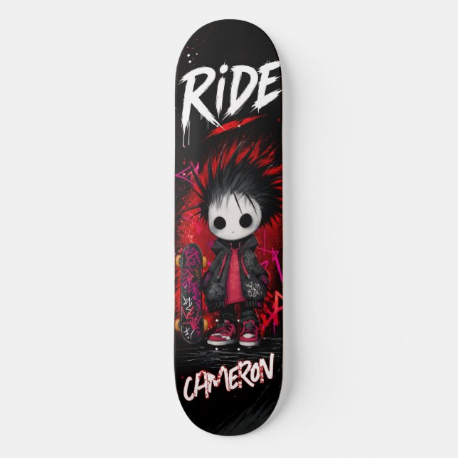 Skateboard Urbano Grafite Emo Anime Personalizado (Frente)