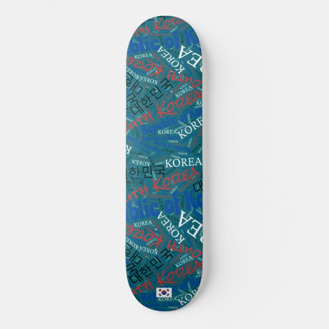 Skateboard Wordcloud Orgulho Nacional da Coreia do (Frente)