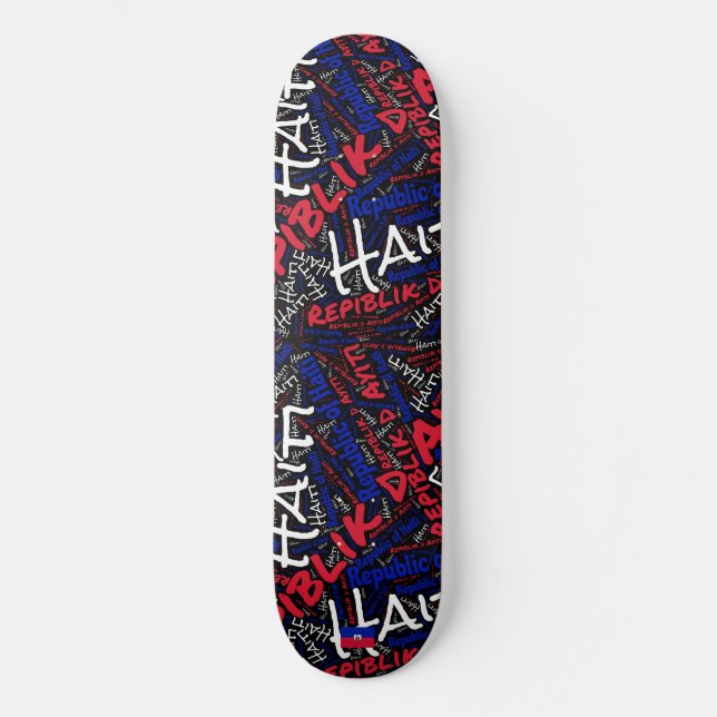Skateboard Wordcloud Orgulho Nacional do Haiti (Frente)