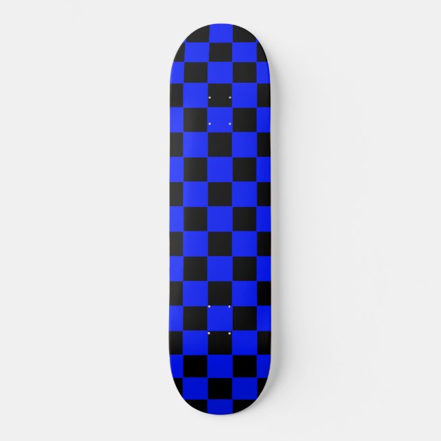 Skateboard Xadrez Azul e Preto Retro (Frente)