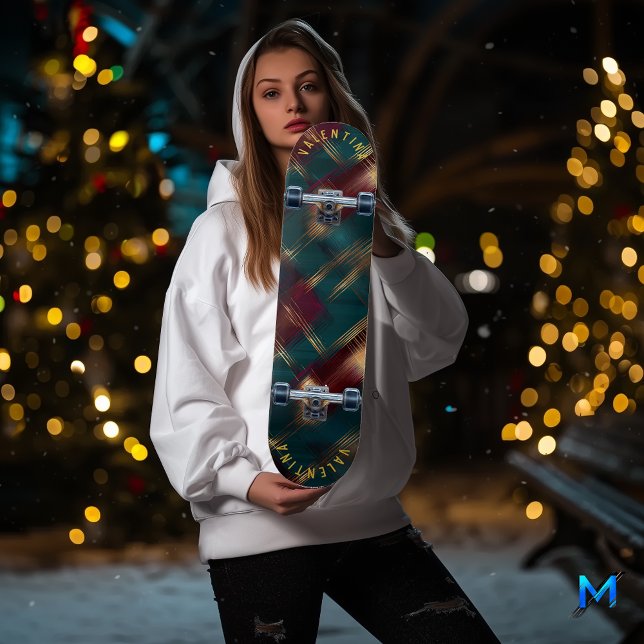 Skateboard Xadrez Burgundy e Dourado (Criador carregado)