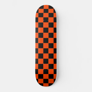 Skateboard Xadrez Laranja e Preto Retro