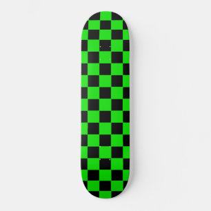 Skateboard Xadrez Verde e Preto Retro