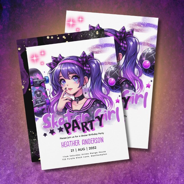 Skater de Festa de aniversário de Menina de Prato  (Criador carregado)