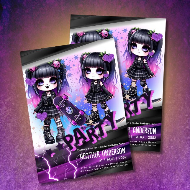 Skater de Festa de aniversário de Menina de Prato  (Criador carregado)