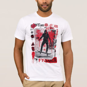 Skater Urbano - Camisa de Arte da Rua Red Grunge
