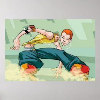 Skating Boy Roller com iPod Poster
