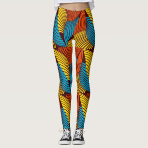 SKAYMARTS Leggings Impressões amarelas azuis