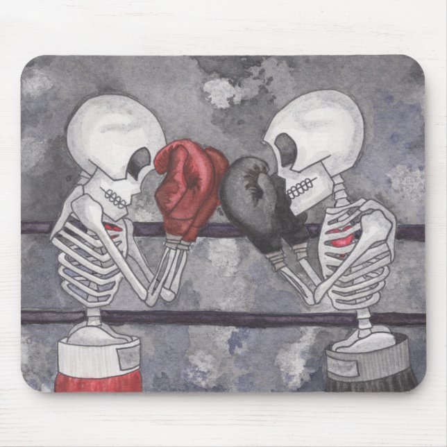 Skeleton Boxing Mouse Pad Watercolor Original (Frente)
