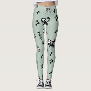 Skeleton Cat Fish Skeleton Leggings Ósseas