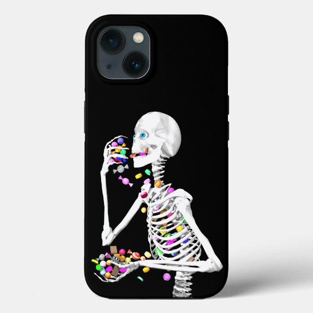 Skeleton comendo balas de Halloween (Verso)