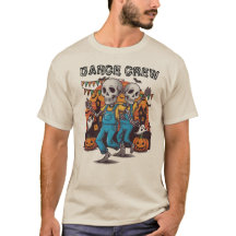 Skeleton Dance Creme Camisa Engraçada Dançando Esq
