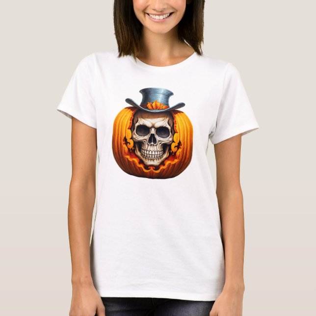 Skeleton Pumpkin Top Hat Bones Halloween (Frente)