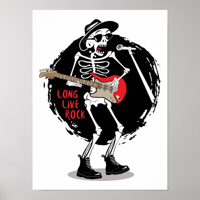 SKELETON ROCKER - LONG LIVE ROCK AND ROLL POSTER (Frente)