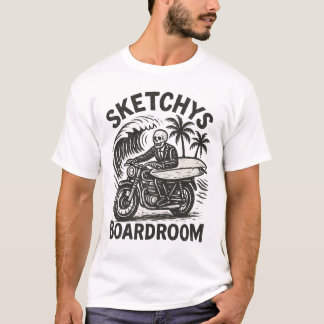 Skeleton Surfer de Moto – Camiseta de Arte Surf Gr